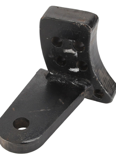 The AGCO | Bracket - 112255W91 by AGCO is a robust black metal bracket with multiple holes, perfect for mounting or supporting various structures.