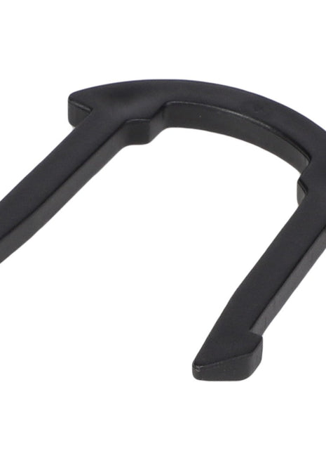 The AGCO | LOCK TAB - AG334236 is a sleek black plastic U-shaped clip featuring two protruding arms and a flat base, offering functionality without the need for an extensive product description.