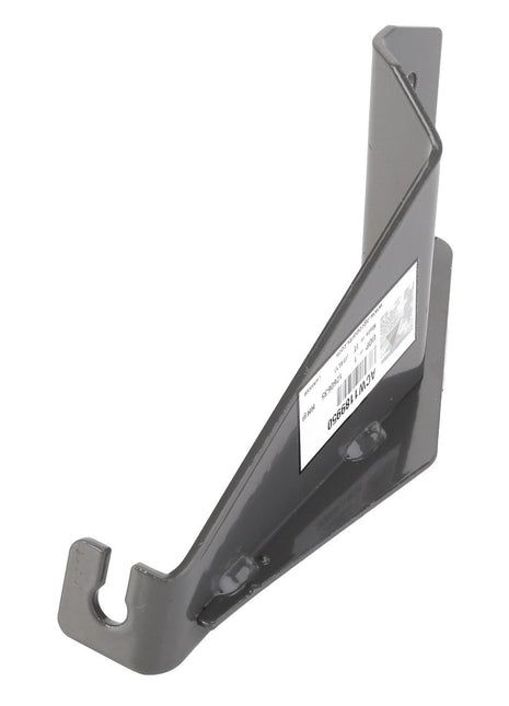 The AGCO Bracket - Acw1189950, a hook-shaped metal bracket featuring a barcode sticker on one side, is designed for versatile applications.