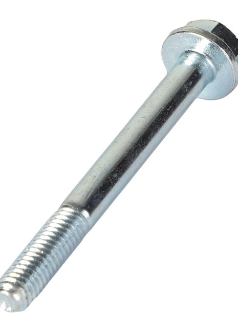 Currently, there is no description available for the AGCO Hexagon Flange Bolt - 3009191X1, featuring a metallic appearance with a threaded end and an unthreaded shank, viewed from a side angle on a white background.