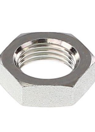 A meticulously threaded precision silver hexagonal nut known as the AGCO Bulkhead Connector - Acw1972350.