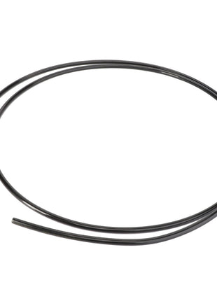 A coiled AGCO | Air Hose - 6317546M1, with its sleek black exterior, contrasts sharply against a plain white background.