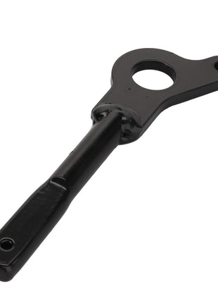 The product is the AGCO Lever - Acp0325530, a black metal lever featuring a large circular hole near the top and two smaller holes at the ends. No current product description is available.