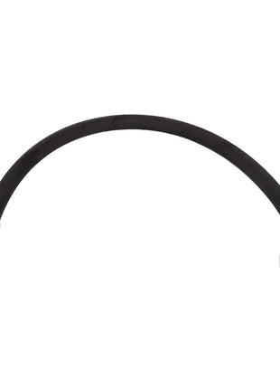 A flexible black hose, the AGCO HOSE - AL1103265, thoughtfully designed with durable metal connectors on both ends.