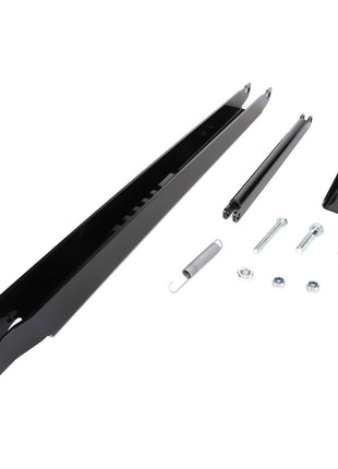 A black AGCO chainstay (model: AL5218005) with additional mounting hardware, including screws, bolts, a spring, and plates, displayed on a white background. Currently, no detailed product description information is available.