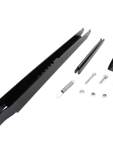 A black AGCO chainstay (model: AL5218005) with additional mounting hardware, including screws, bolts, a spring, and plates, displayed on a white background. Currently, no detailed product description information is available.