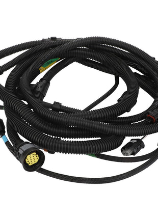 A coiled black automotive wiring harness with multiple colored connectors, known as the AGCO | Harness - Acw380579A by AGCO. No current product description information is available.