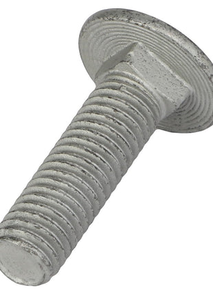 Close-up of a slightly worn AGCO Round Head Square Neck Carriage Bolt (Acw0997860) with a silver metal finish and a threaded shaft, positioned diagonally.