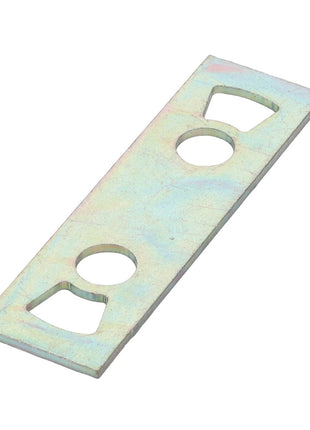 No current product description information is available, but the AGCO | Support Plate - Acw6030390 from AGCO is a rectangular metal plate featuring two circular holes and two triangular cutouts.