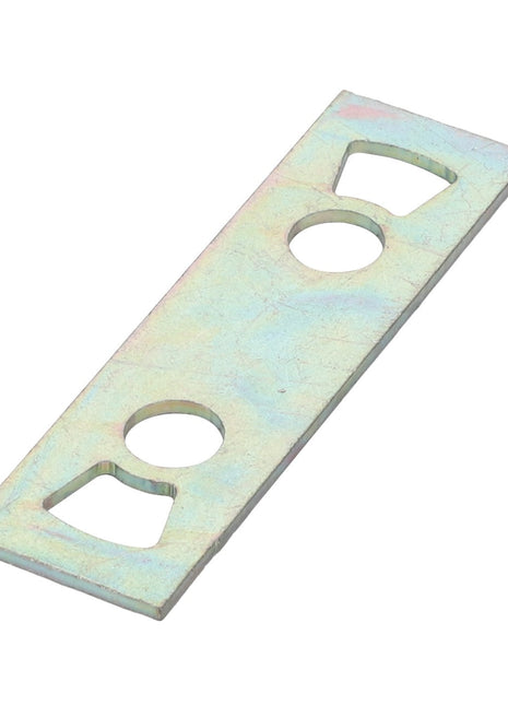 No current product description information is available, but the AGCO | Support Plate - Acw6030390 from AGCO is a rectangular metal plate featuring two circular holes and two triangular cutouts.