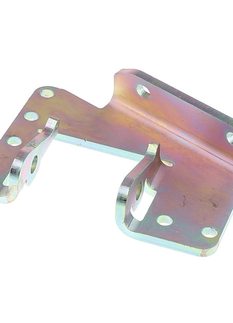 The AGCO Shield Bracket - Acw5001200 is a robust metallic, L-shaped bracket with multiple precisely drilled holes for versatile mounting applications.