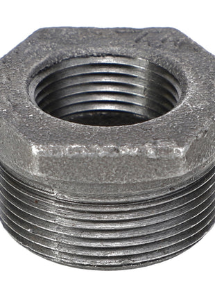 The AGCO | BUSH - AG561549 is a metallic hex bushing featuring both threaded internal and external portions.