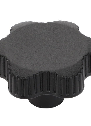 This is the AGCO Thumbwheel - Acw053034A, a black plastic, star-shaped knob featuring a textured edge and a central cylindrical base from the reputable brand, AGCO.