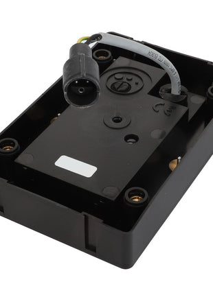 A black AGCO | SENSOR - D44900774 electronic device enclosure with a connected cable and connector. The product description reveals various screws and internal components visible, but no current information is available about its specifications.