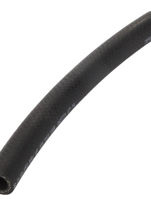 A black, flexible rubber hose with a textured surface, slightly curved and featuring visible cut edges on both ends, known as the AGCO Hose - Acp0669020 from the AGCO brand.