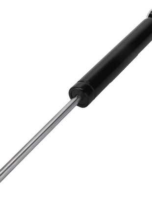 A sleek black AGCO gas spring, featuring an extended metal rod, complemented by a separate small black screw placed nearby, known as the Shock Absorber - F248500031190.