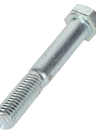 The AGCO Hexagonal Head Bolt (AG553212) from AGCO, featuring a sturdy metal design with a threaded end and an unthreaded shank portion, is pictured against a clean white background.