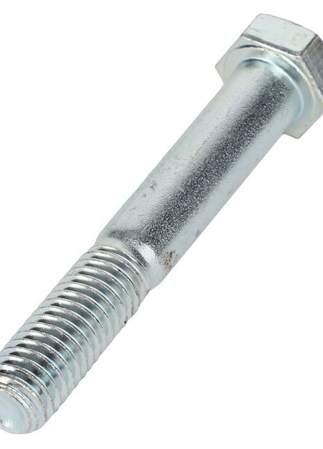 The AGCO Hexagonal Head Bolt (AG553212) from AGCO, featuring a sturdy metal design with a threaded end and an unthreaded shank portion, is pictured against a clean white background.