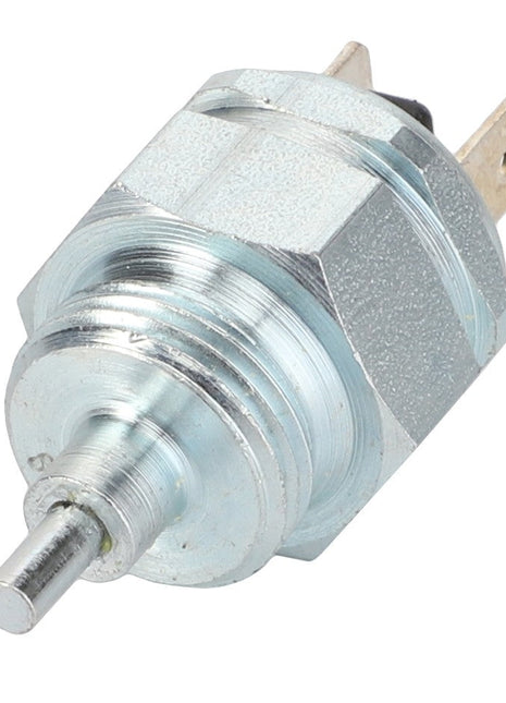 The AGCO SWITCH - V30958500, a metal push button switch with a threaded body and two electrical terminals, is currently shipping; however, no current product description information is available.