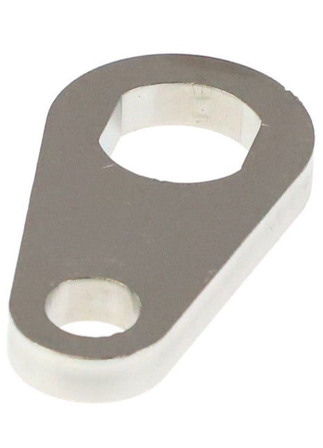 The AGCO Locking Plate - Acw0889230 is a thin, metallic bracket featuring a hexagonal hole and a smaller circular hole. No additional product description information is currently available.