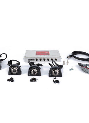 The AGCO | Camera System - Acw1586380 from AGCO, featuring four cameras, cables, connectors, and a central control unit, is displayed on a white background. No current product description information is available.