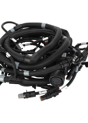 The AGCO Harness, Front Axle Hydraulic - Acx2562880, an automotive wiring harness with multiple connectors and protective sheathing from AGCO Parts Genuine Electrics, ensures machinery reliability.