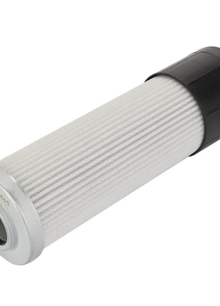 AGCO ELEMENT, FILTER - D49030053 features a cylindrical design with a metal mesh body, a black plastic cap on one end, and a silver circular opening on the other end. No current product description information is available.