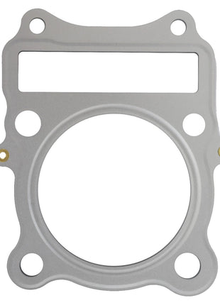 The AGCO | CYLINDER HEAD GASKET - ATV3402-408 is a metal engine gasket designed with four bolt holes and one large central opening. Currently, no additional product description information is available.