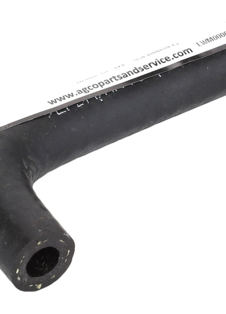 A black AGCO rubber elbow hose labeled "Acw472354A" features part numbers and website information prominently displayed on the top. No current product description information is available.