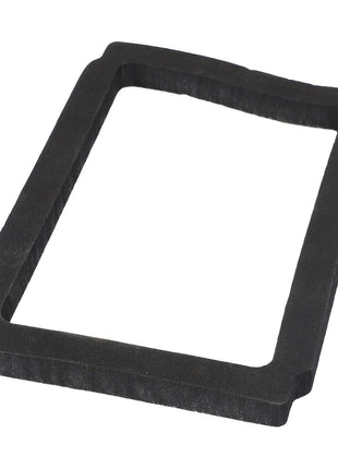 No product description is available for the AGCO SEAL - ACP0301690, a rectangular black foam gasket with an open center and uniform thickness, designed for sealing or insulation purposes.
