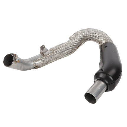 AGCO's Tail Pipe - Acw0604140 is a metal exhaust pipe featuring a heat shield wrap and a section coated in black, commonly utilized in automotive applications. Currently, no product description information is available regarding special modifications.