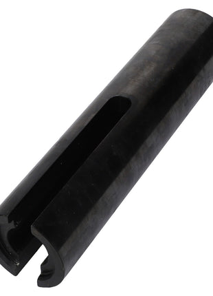 The AGCO | TOOL - ACT0028880 is a cylindrical black metal rod featuring a longitudinal slot along its side, expertly designed for precision applications. Please contact our support team for assistance with your order.