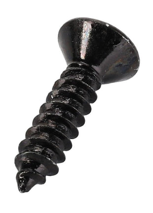 Close-up of the AGCO Bolt - Acp0417850, featuring a black metal construction with a flat head and coarse threaded shaft, set against a white background.