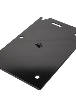 No current product description information is available, but the AGCO Shield - Acw108152A black metal mounting plate features five holes and one central screw for secure installation.