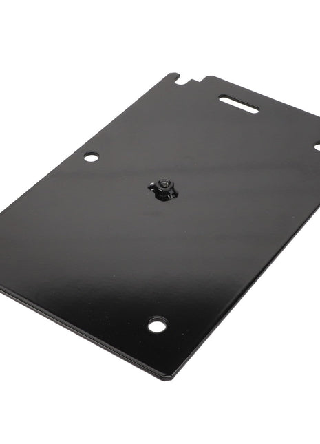 No current product description information is available, but the AGCO Shield - Acw108152A black metal mounting plate features five holes and one central screw for secure installation.