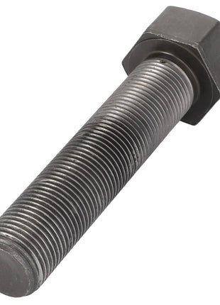 Close-up of an AGCO | Waisted Shank Bolt - F395200310030 with a threaded shaft, positioned diagonally on a plain, white background. This product showcases detailed craftsmanship suitable for various applications.