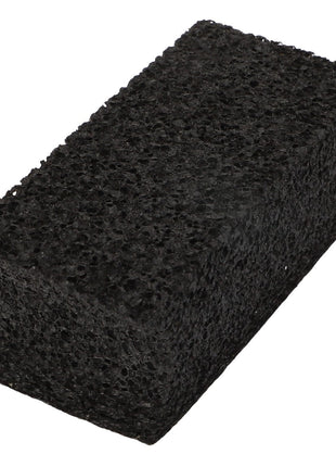 Introducing the AGCO | Foam - Acp0667330: a black abrasive scrub sponge with a rough texture, ideal for thorough cleaning tasks.