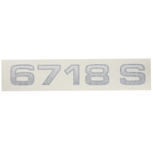 A white background displays the numbers "6718 S" prominently in large, gray, bold, block-style font on the AGCO Decal - Acw1332200.