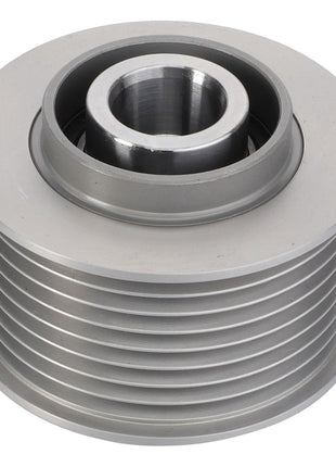 The AGCO | Pulley - Acw1850300 is a high-quality metal pulley crafted by AGCO, featuring precision-engineered grooves and a central hole. It is specifically designed for guiding belts and enhancing mechanical advantage in complex machinery systems.