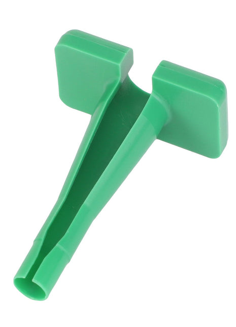 Introducing the AGCO | EXTRACTION TOOL - AG714631, a vibrant green plastic utensil featuring two flat prongs and a comfortable handle.