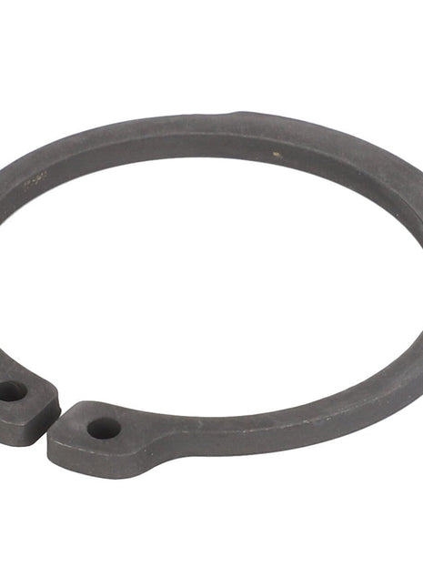 Introducing the AGCO | LOCK WASHER - F835300020300, a robust metal snap ring from AGCO that features two precision-drilled holes for easy installation.