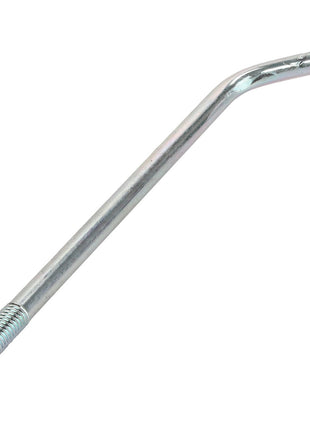No current product description available for the AGCO Tie Rod - La320714350, a metallic J-shaped bolt featuring a threaded end and a curved hook at the opposite end.