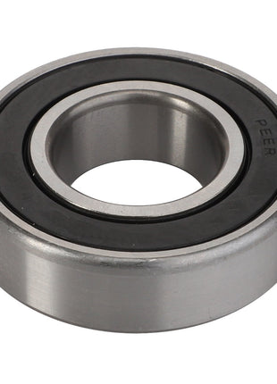 A shiny, silver, cylindrical ball bearing featuring black inner and outer rings against a white background. The side partially displays the word "PEER." This product is identified as AGCO's Deep Groove Ball Bearing - ACY9103270.