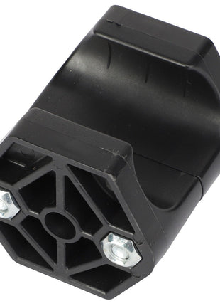 Sure, since no keywords are provided, here's the description streamlined in a clear and concise manner:

The AGCO | HOSE CLAMP - AL5221919 is a sleek black plastic and metal connector with a hexagonal base, complemented by two sturdy screws.