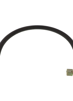 The AGCO HYDRAULIC HOSE - AL9030960 is a black flexible hydraulic hose featuring metallic connectors at both ends, with one connector being straight and the other at a right angle. No additional product description information is currently available.