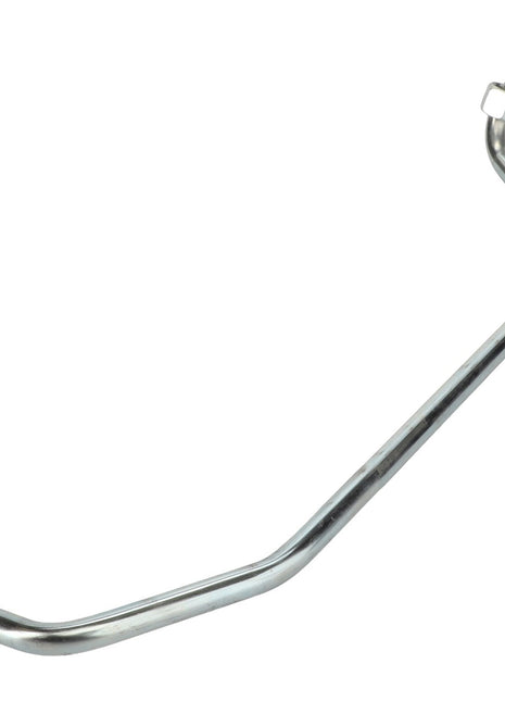 The AGCO Tube - Acw149931A is a bent metal pipe featuring threaded connectors on both ends, commonly used in automotive or mechanical applications.