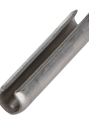 The AGCO Roll Pin - Fel115945 is a cylindrical metal pin with a split down the middle, often used in intricate mechanical assemblies.