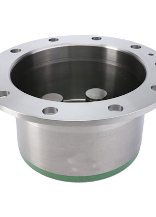 Introducing the AGCO Planetary Carrier - F835300020370, a cylindrical metal component made from high-grade steel. Featuring several strategically placed holes around the rim, it is designed for use in industrial applications or machinery. Crafted with engineering precision by AGCO, this product ensures optimal performance and durability.