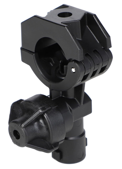 Close-up of the AGCO | BODY - AG727242, a black plastic adjustable clamp mount with a large round knob and clamping mechanism. No current product description information available.