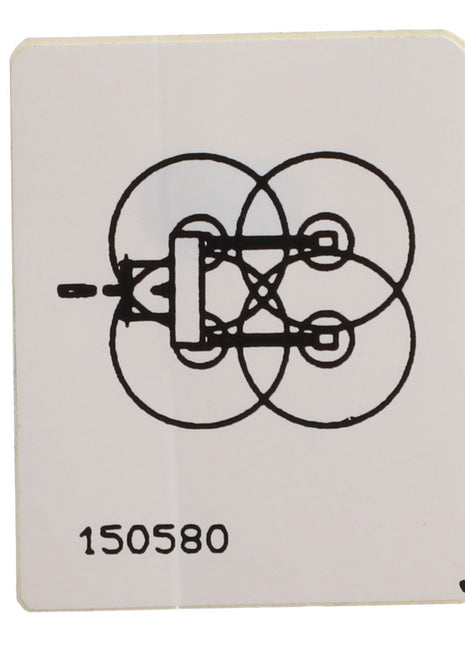 Rectangular white card featuring a black printed abstract geometric design with "Fel150580" inscribed at the bottom, under the product name "AGCO | Decal - Fel150580," from the brand AGCO. No additional information is available for this product.